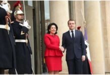 სალომე ზურაბიშვილი საფრანგეთის პრეზიდენტ ემანუელ მაკრონს შეხვდა
