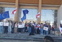 შოთა მესხია ზუგდიდის სახელმწიფო სასწავლო უნივერსიტეტის სტუდენტებმა რუსული კანონი კვლავ გააპროტესტეს